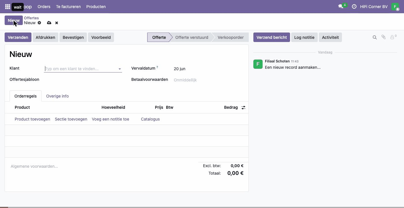 V2 — meerdere regels op één offerte